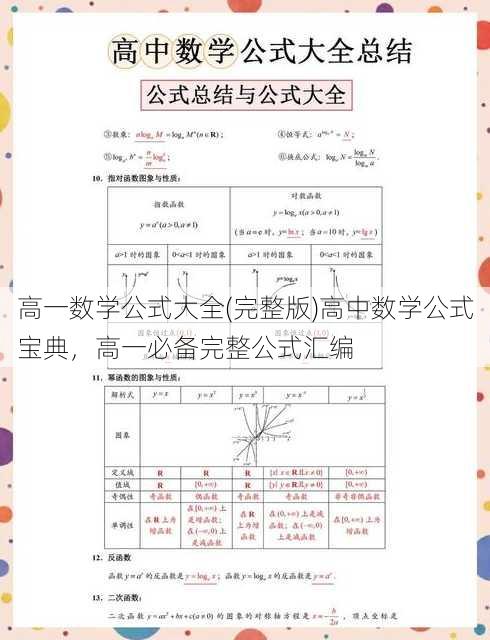 高一数学公式大全(完整版)