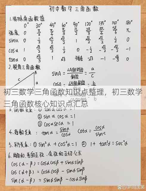 初三数学三角函数知识点整理