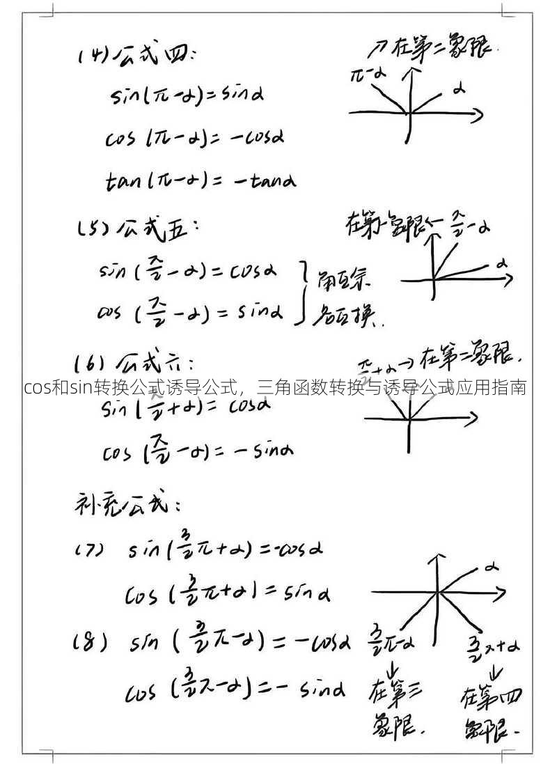 cos和sin转换公式诱导公式
