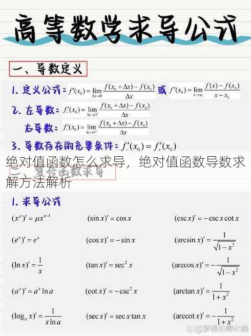 绝对值函数怎么求导