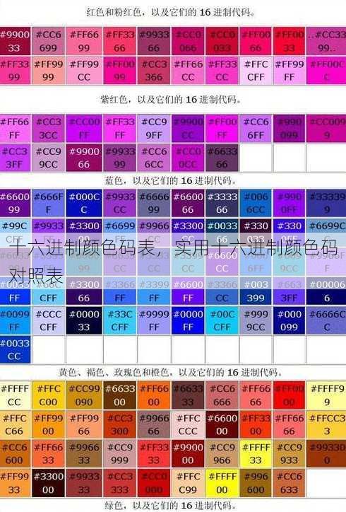 十六进制颜色码表