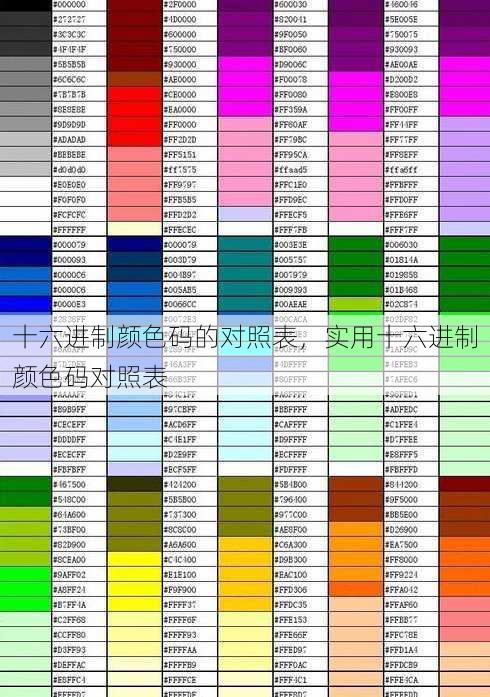 十六进制颜色码的对照表