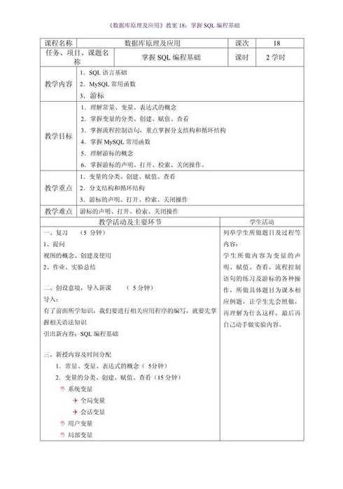数据库原理及应用教案（数据库原理及应用教学）
