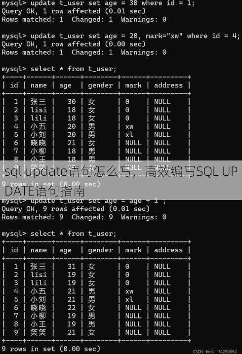 sql update语句怎么写