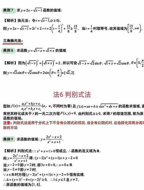 值域的求法口诀（值域的基本求法）