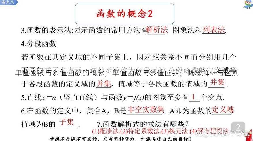 单值函数与多值函数的概念