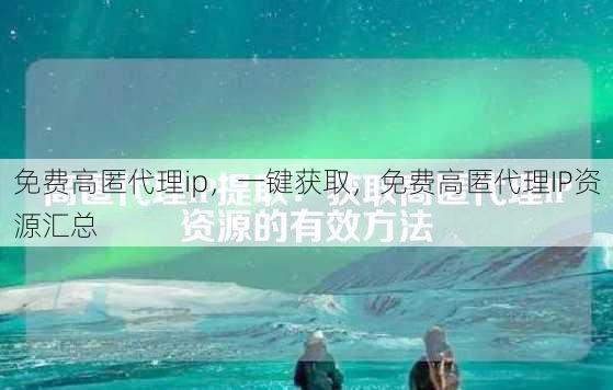 免费高匿代理ip