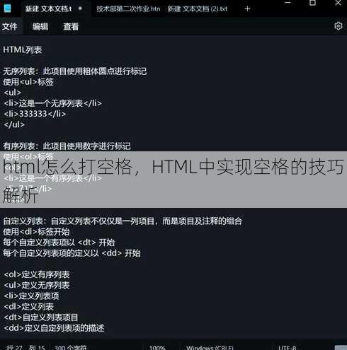 html怎么打空格