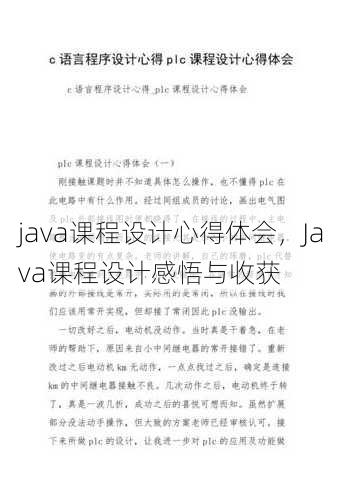 java课程设计心得体会