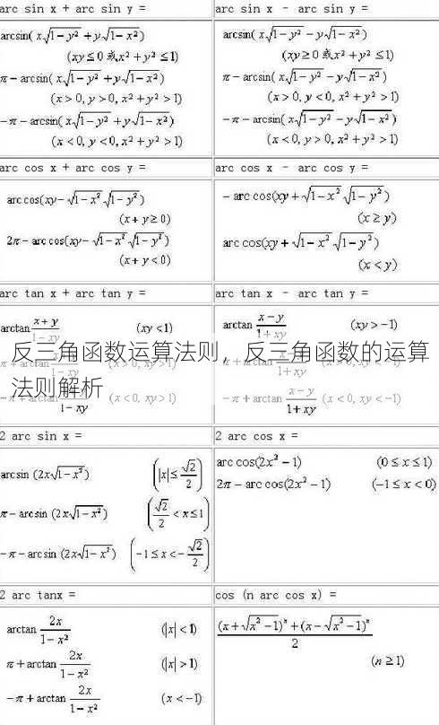 反三角函数运算法则