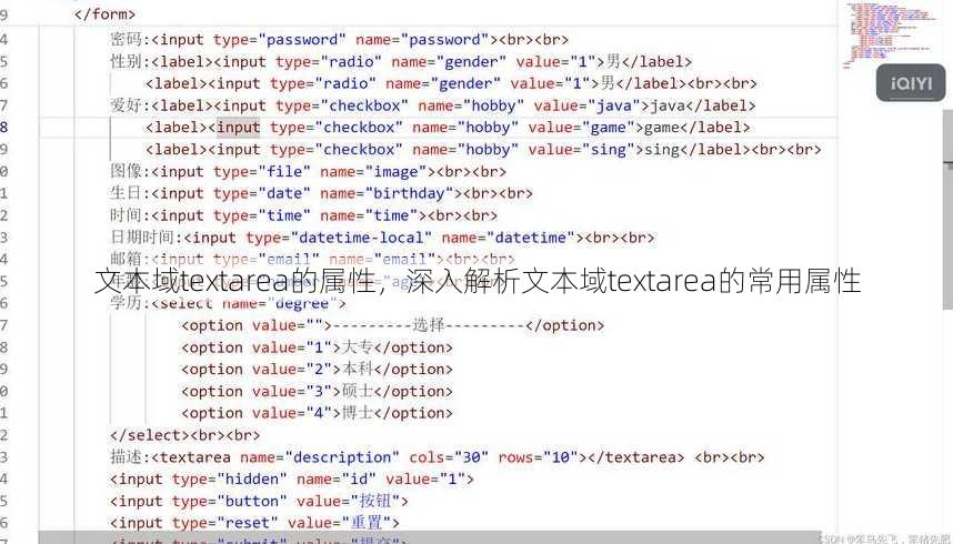 文本域textarea的属性