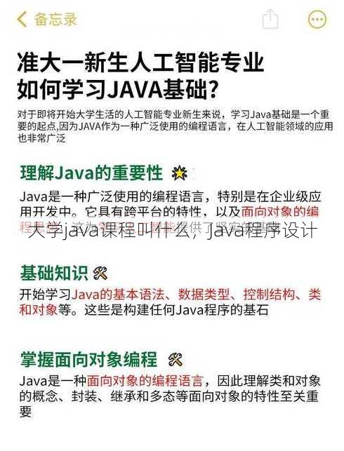 大学java课程叫什么