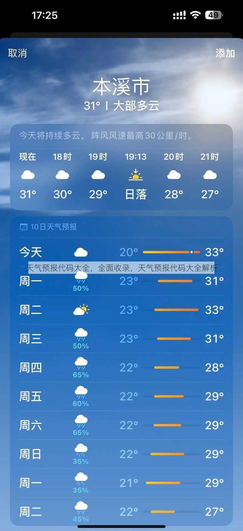 天气预报代码大全