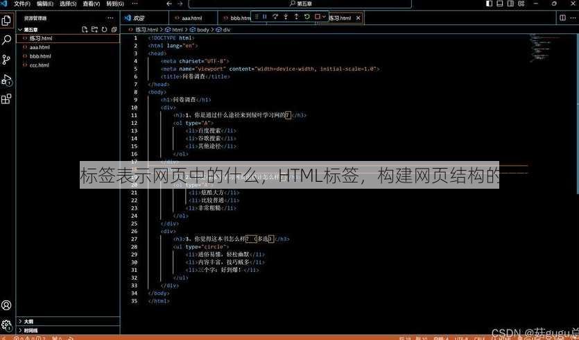 html标签表示网页中的什么