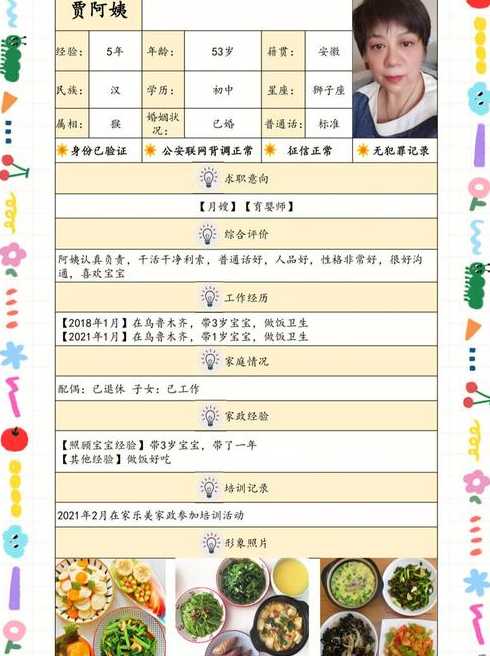 月嫂的个人简历网站模板（月嫂简历模板图片）