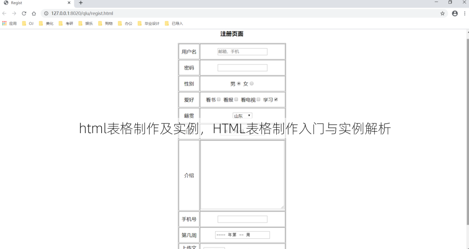 html表格制作及实例