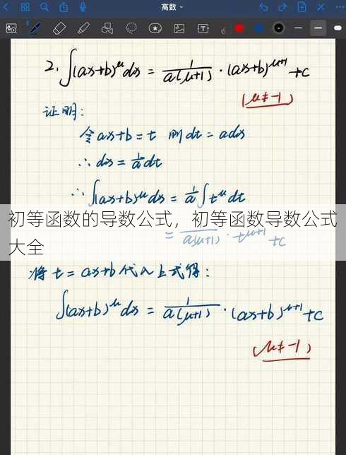 初等函数的导数公式