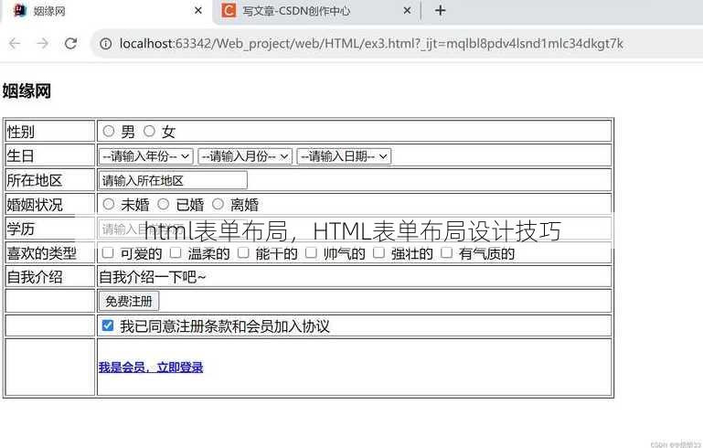 html表单布局