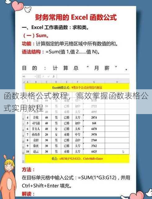 函数表格公式教程