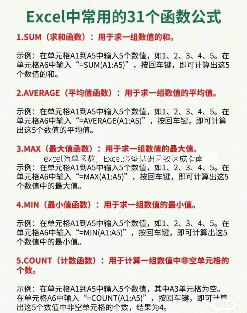 excel简单函数