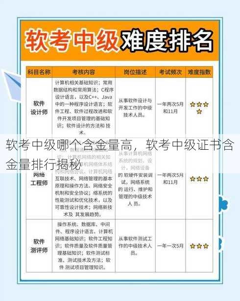 软考中级哪个含金量高
