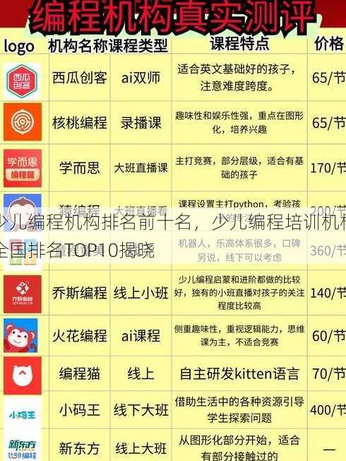 少儿编程机构排名前十名