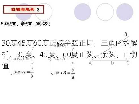 30度45度60度正弦余弦正切