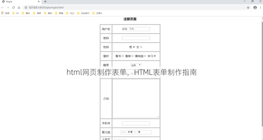 html网页制作表单