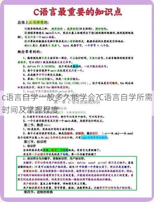 c语言自学一般多久能学会?