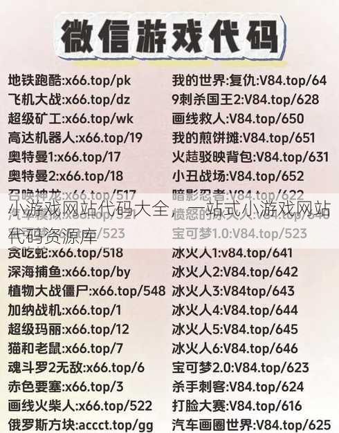小游戏网站代码大全