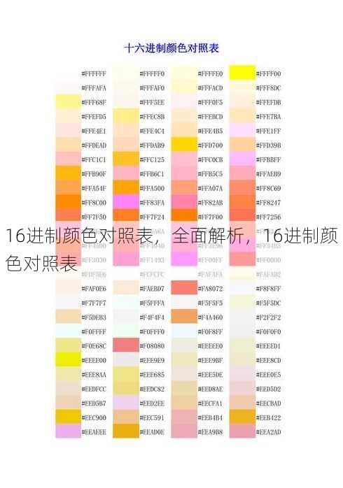 16进制颜色对照表