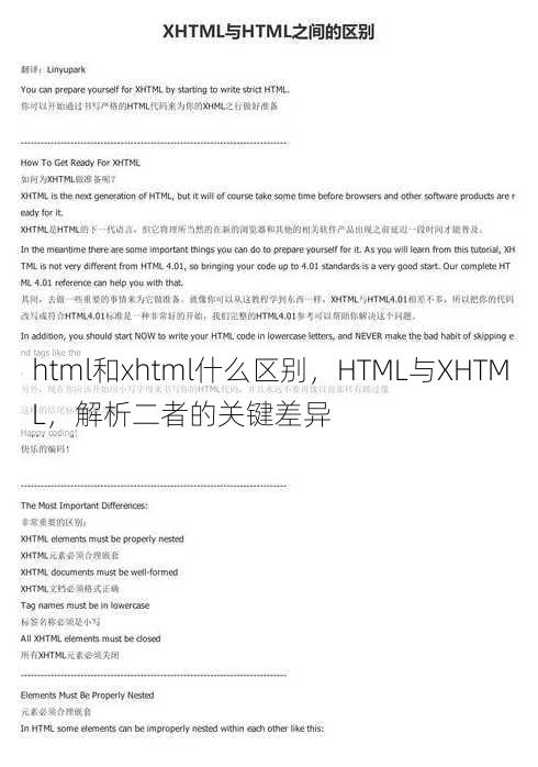 html和xhtml什么区别