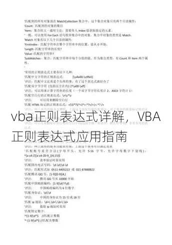 vba正则表达式详解