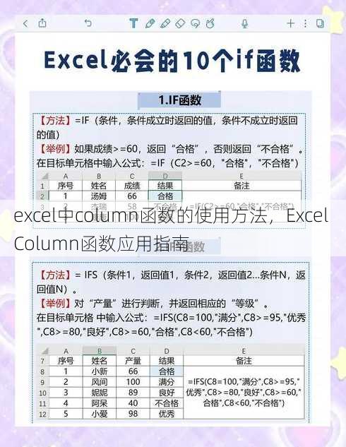 excel中column函数的使用方法