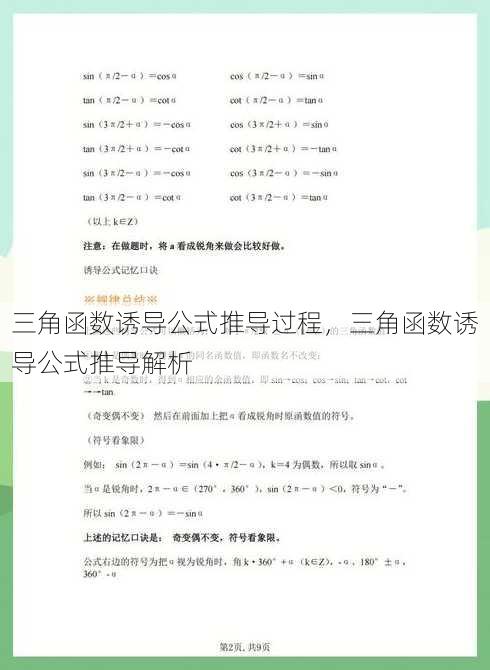 三角函数诱导公式推导过程