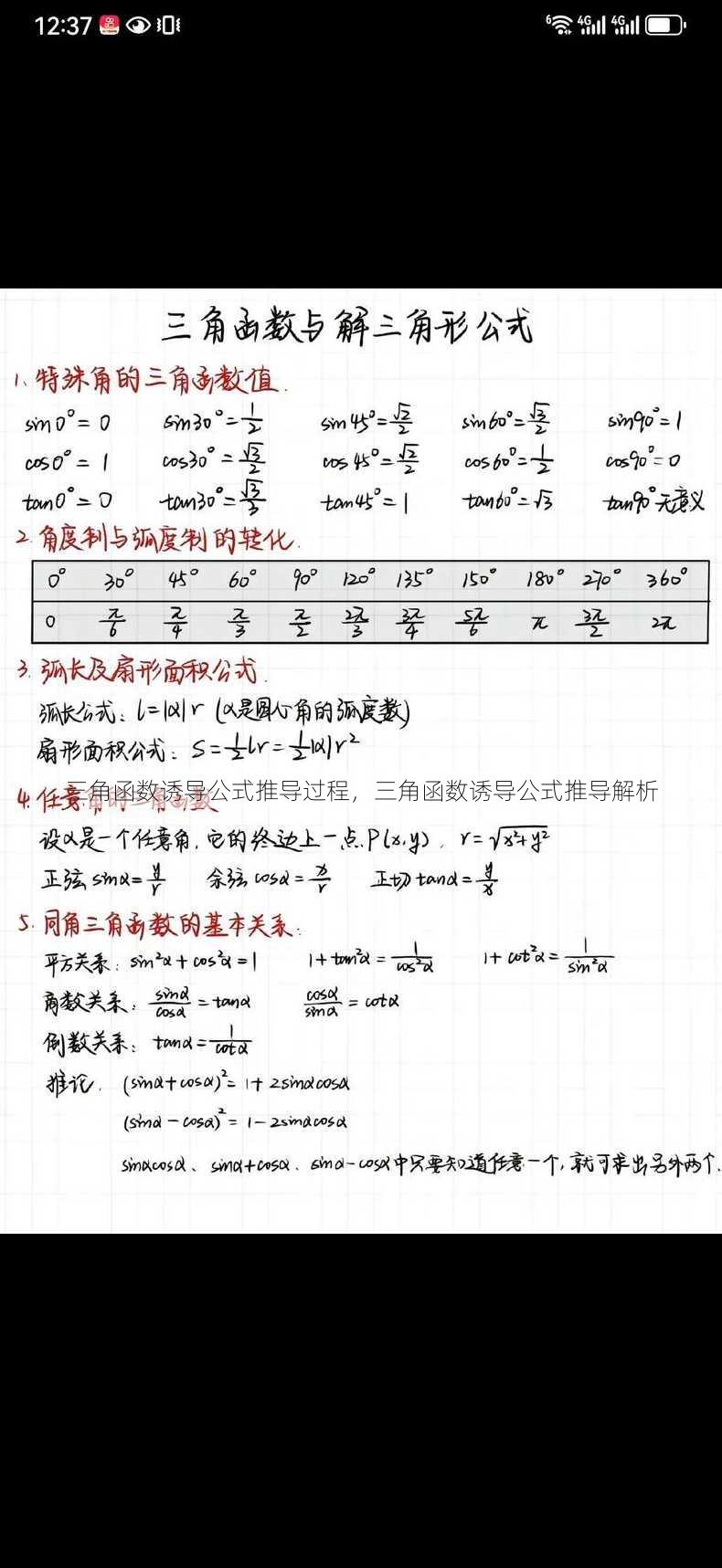 三角函数诱导公式推导过程