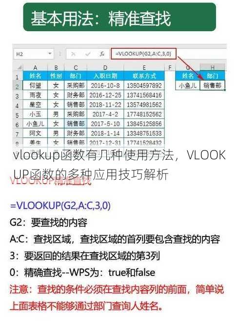 vlookup函数有几种使用方法