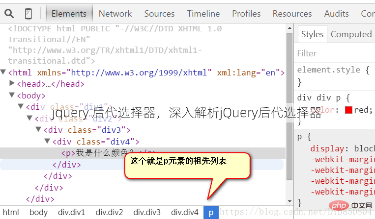 jquery 后代选择器