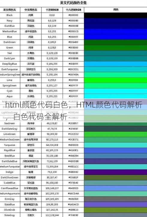 html颜色代码白色