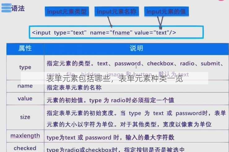 表单元素包括哪些