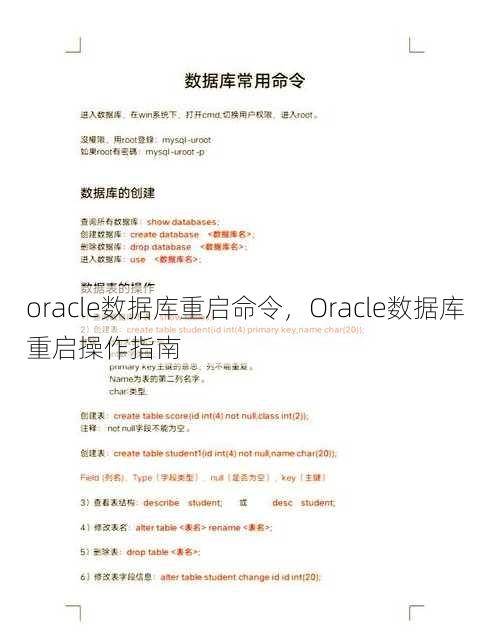 oracle数据库重启命令