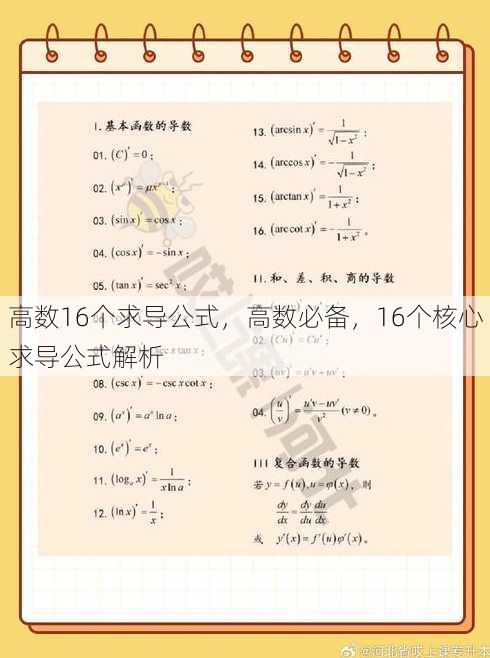 高数16个求导公式