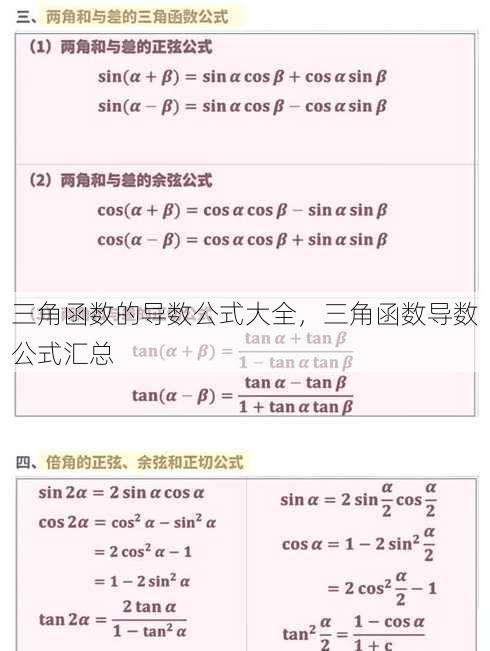 三角函数的导数公式大全