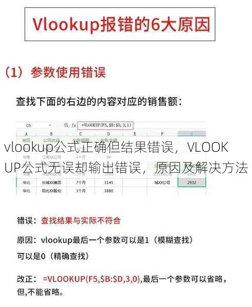 vlookup公式正确但结果错误