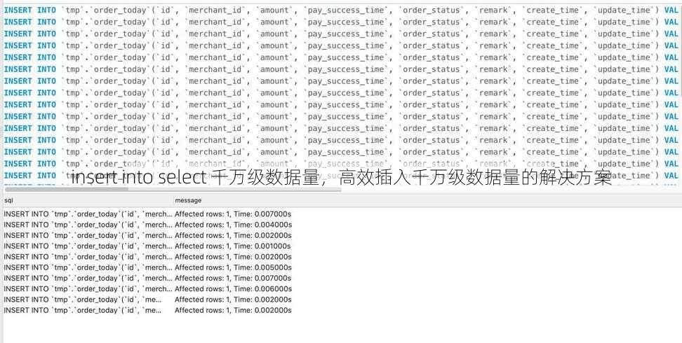 insert into select 千万级数据量