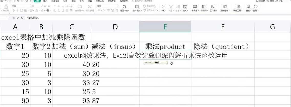excel函数乘法