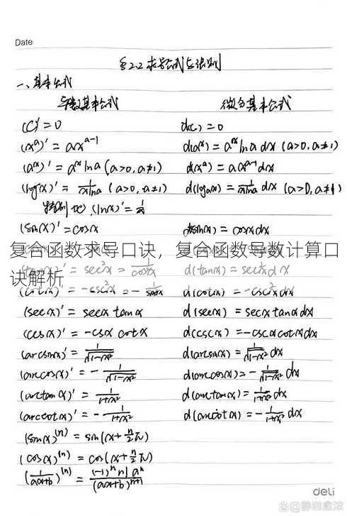 复合函数求导口诀