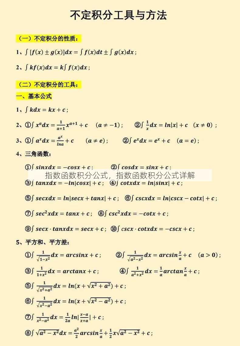 指数函数积分公式