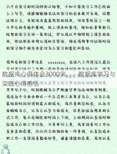 数据库心得体会3000字