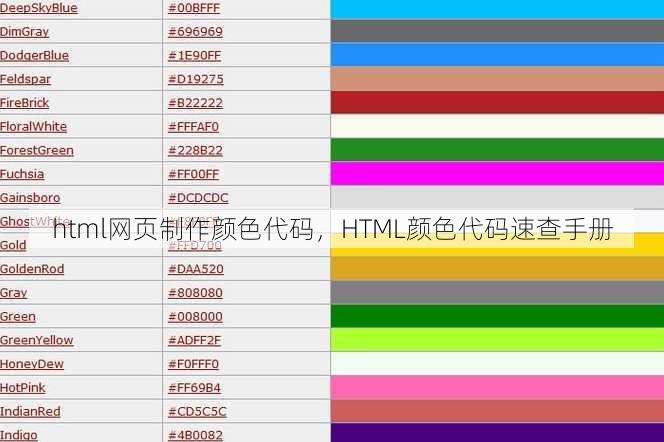 html网页制作颜色代码